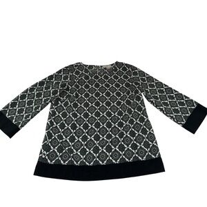 Loft Women’s Black & White Patterned Long-Sleeve Top